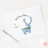 Gepersonaliseerde Blue Deer Holiday Cheers Gift La Ronde Sticker (Envelop)