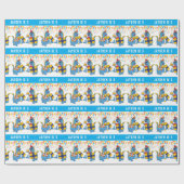 Gepersonaliseerde Blue Dragon Verjaardag inpakpapi Cadeaupapier (Vlak)