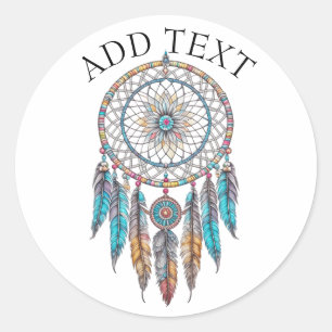 Gepersonaliseerde Blue Dreamcatcher mystiek Ronde Sticker