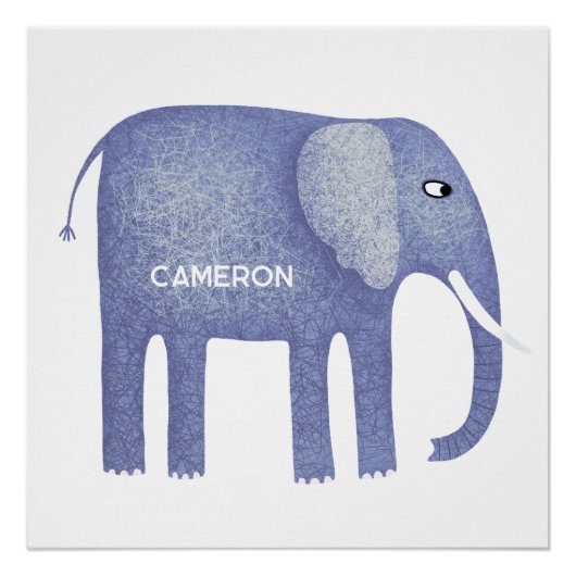 Gepersonaliseerde Blue Elephant Waterverf Perfect Poster (Voorkant)