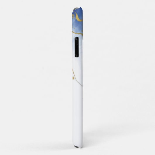 Gepersonaliseerde Blue en Gold Glitter Case-Mate iPhone Case (Achterkant/rechts)