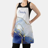 Gepersonaliseerde Blue en Gold Glitter Schort (Insitu)