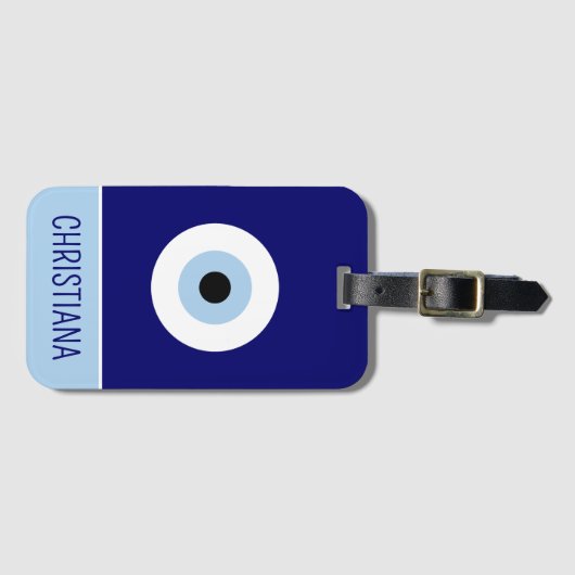 Gepersonaliseerde Blue Evil Eye Protection Symbool Bagagelabel (Voorkant (horizontaal))