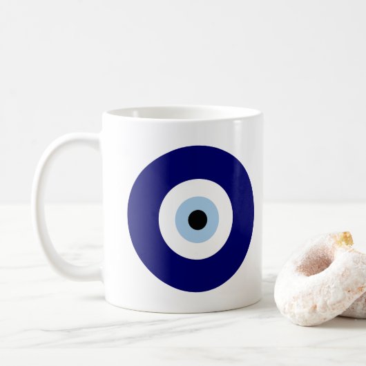 Gepersonaliseerde Blue Evil Eye Protection Symbool Koffiemok (Met donut)
