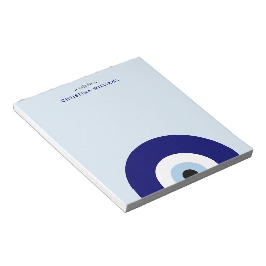 Gepersonaliseerde Blue Evil Eye Protection Symbool Notitieblok (Schuin)