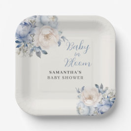 Gepersonaliseerde Blue Floral Boy Baby in Bloom Sh Papieren Bordje