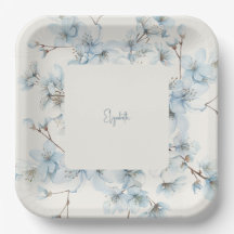 Gepersonaliseerde Blue Floral Cream Baby shower