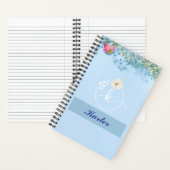 Gepersonaliseerde Blue Floral Spiral Notitieboek m (Binnen)