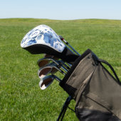 Gepersonaliseerde Blue Floral Waterverf Golfheadcover (Insitu)