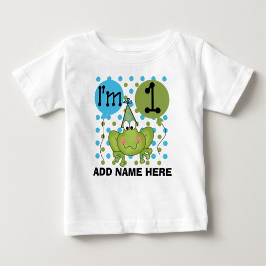 Gepersonaliseerde Blue Frog 1st Birthday Tshirt (Voorkant)