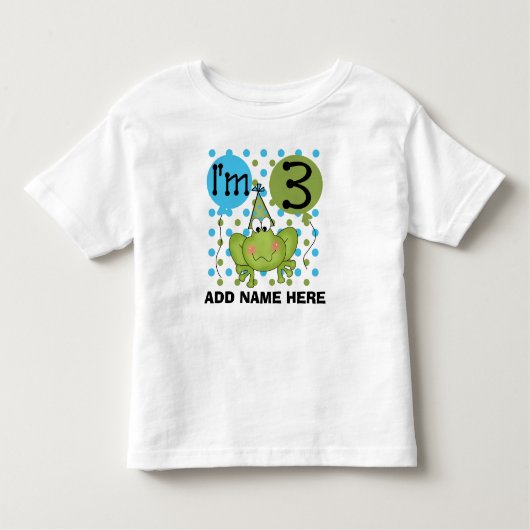 Gepersonaliseerde Blue Frog 3rd Birthday Tshirt (Voorkant)