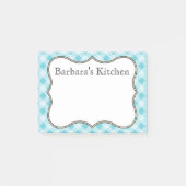 Gepersonaliseerde Blue Gingham Post Het merkt op Post-it® Notes (Voorkant)
