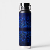 Gepersonaliseerde Blue Glitter op zwart Waterfles (Achterkant)