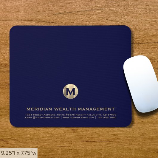 Gepersonaliseerde Blue Gold Business Monogram Muis Muismat