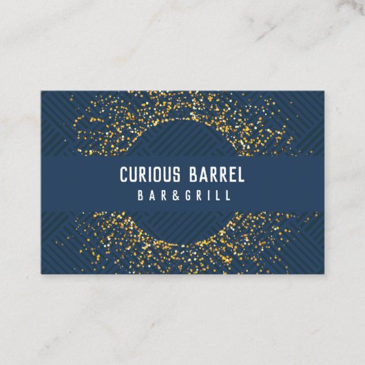 Gepersonaliseerde Blue Gold Glitter Visitekaartjes (Voorkant)