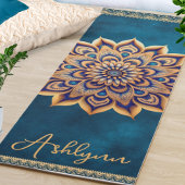 Gepersonaliseerde Blue & Gold Mandala dubbelzijdig Yogamat