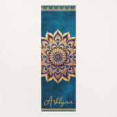 Gepersonaliseerde Blue & Gold Mandala dubbelzijdig Yogamat (Voorkant)