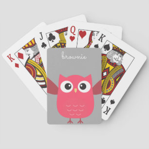 Gepersonaliseerde Blue & Grey Cartoon Owl Poker Ka Pokerkaarten