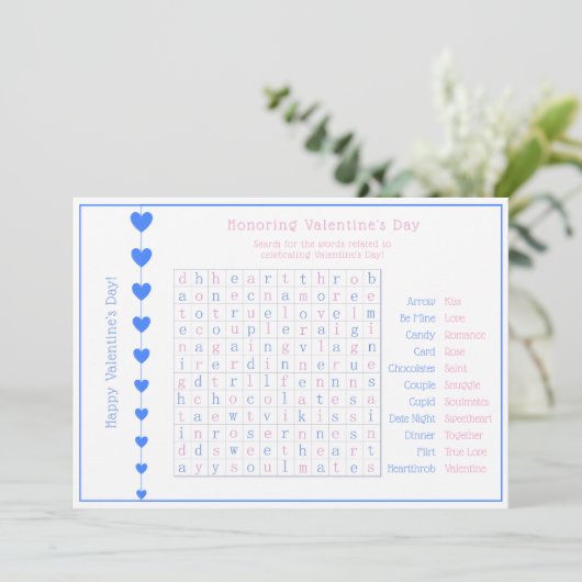 Gepersonaliseerde Blue Hearts Valentijnsdag Puzzel Feestdagenkaart (Staand voorkant)