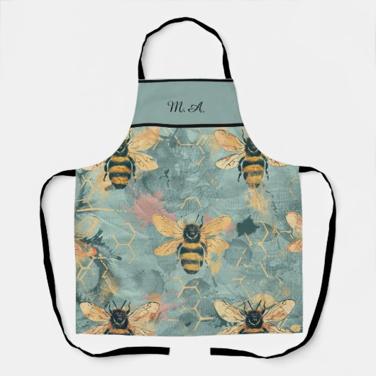 Gepersonaliseerde Blue Honeycomb Schort (Voorkant)