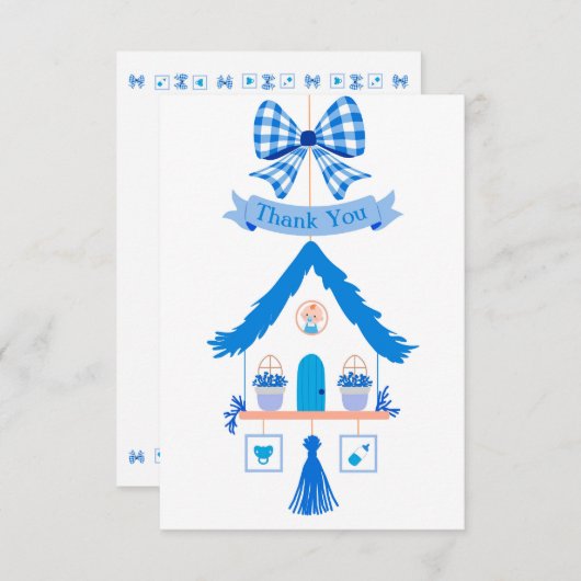 Gepersonaliseerde Blue House Dank u Baby shower Bedankkaart (Voorkant / Achterkant)