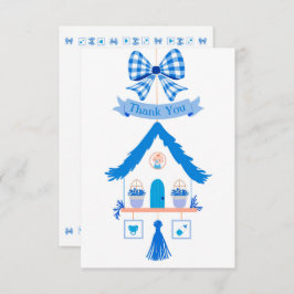 Gepersonaliseerde Blue House Dank u Baby shower Bedankkaart