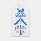 Gepersonaliseerde Blue House Dank u Baby shower Cadeaulabel (Achterkant)
