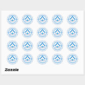 Gepersonaliseerde Blue House Dank u Baby shower Ronde Sticker (Vel)