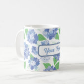 Gepersonaliseerde Blue Hydrangea Blooms Koffiemok (Voorkant links)