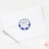 Gepersonaliseerde Blue Hydrangea Dank u Afstuderen Ronde Sticker (Envelop)