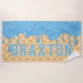 Gepersonaliseerde Blue Ice Cream Drip Strandlaken (Voorkant)