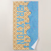 Gepersonaliseerde Blue Ice Cream Drip Strandlaken (Voorkant)