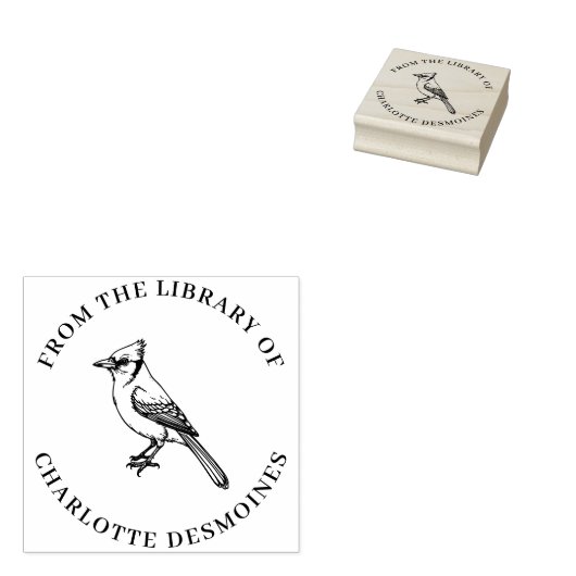 Gepersonaliseerde Blue Jay Book Stamp Custom Ex Li Rubberstempel (Gestempeld)