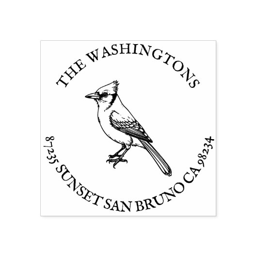 Gepersonaliseerde Blue Jay Retour Adres Stempelnaa Rubberstempel (Afrduk)