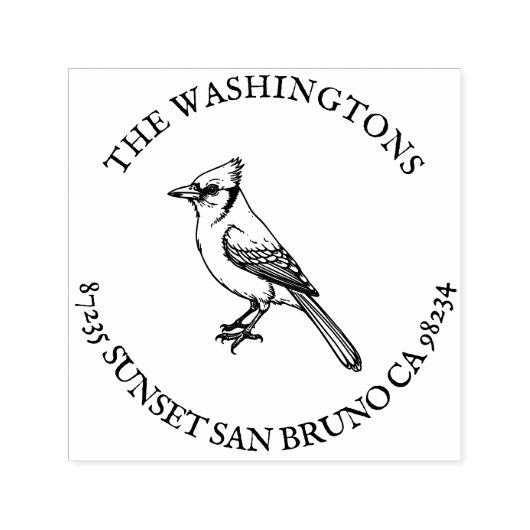 Gepersonaliseerde Blue Jay Retour Adres Stempelnaa Zelfinktende Stempel (Design)