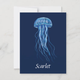 Gepersonaliseerde Blue Jellyfish illustratie ontwe Briefkaart