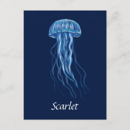 Gepersonaliseerde Blue Jellyfish illustratie ontwe Briefkaart