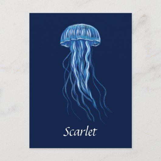 Gepersonaliseerde Blue Jellyfish illustratie ontwe Briefkaart (Voorkant)