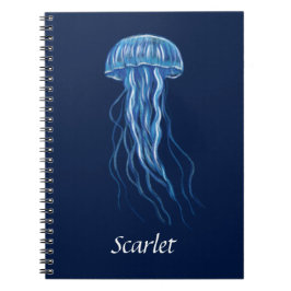 Gepersonaliseerde Blue Jellyfish illustratie ontwe Notitieboek