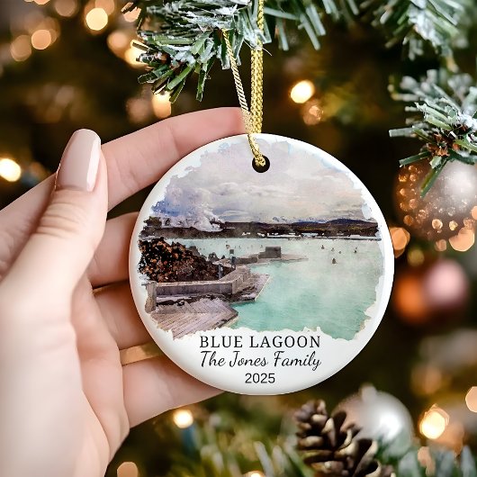 Gepersonaliseerde Blue Lagoon, IJsland Gift Keramisch Ornament
