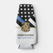 Gepersonaliseerde Blue Line Politie Pensioen Parti Flesjeskoeler (Voorkant)