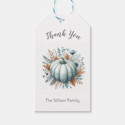 Gepersonaliseerde Blue Little Pumpkin Gift Labels Cadeaulabel (Voorkant)