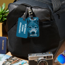 Gepersonaliseerde Blue Lone Wolf Bagagelabel