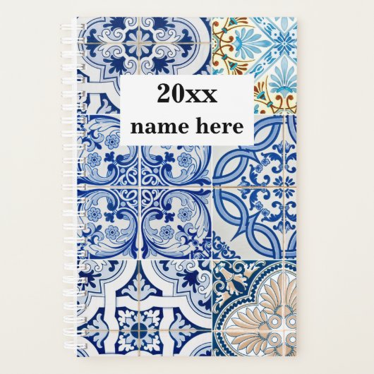Gepersonaliseerde Blue Mediterranean Tegels Planne Planner (Voorkant)