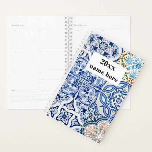 Gepersonaliseerde Blue Mediterranean Tegels Planne Planner (Display)