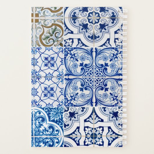 Gepersonaliseerde Blue Mediterranean Tegels Planne Planner (Achterkant)