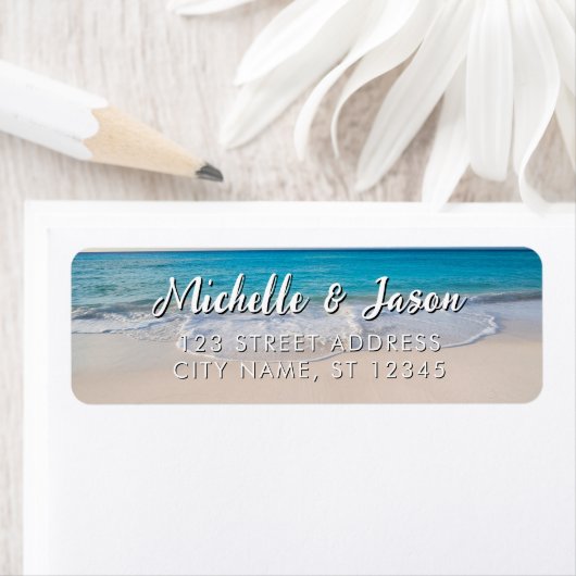 Gepersonaliseerde Blue Ocean Summer Beach Golven Etiket (Insitu)