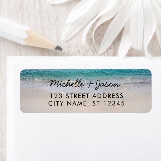 Gepersonaliseerde Blue Ocean Summer Beach Golven Etiket (Insitu)