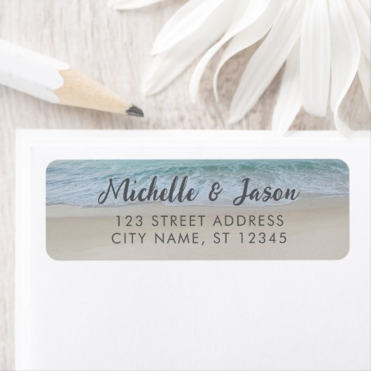 Gepersonaliseerde Blue Ocean Summer Beach Golven Etiket (Insitu)