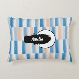 Gepersonaliseerde Blue Peach Waterverf Accent Pill Kussen